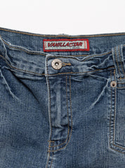 Vintage Vanilla Star Denim Pleated Mini Skirt