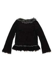 Vintage Jojoba Black Frill Top