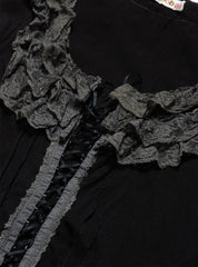 Vintage Jojoba Black Frill Top