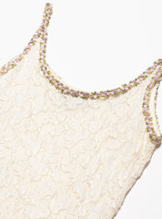 Vintage Betsy Johnson Cream Lace Mini Dress