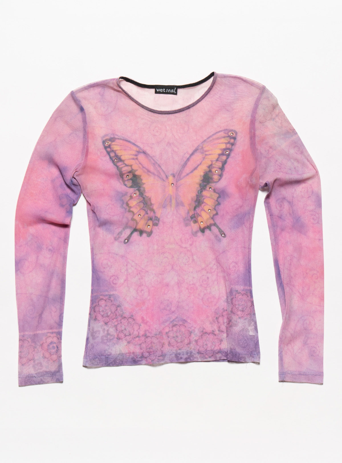 Vintage Wet Seal Butterfly Mesh Top