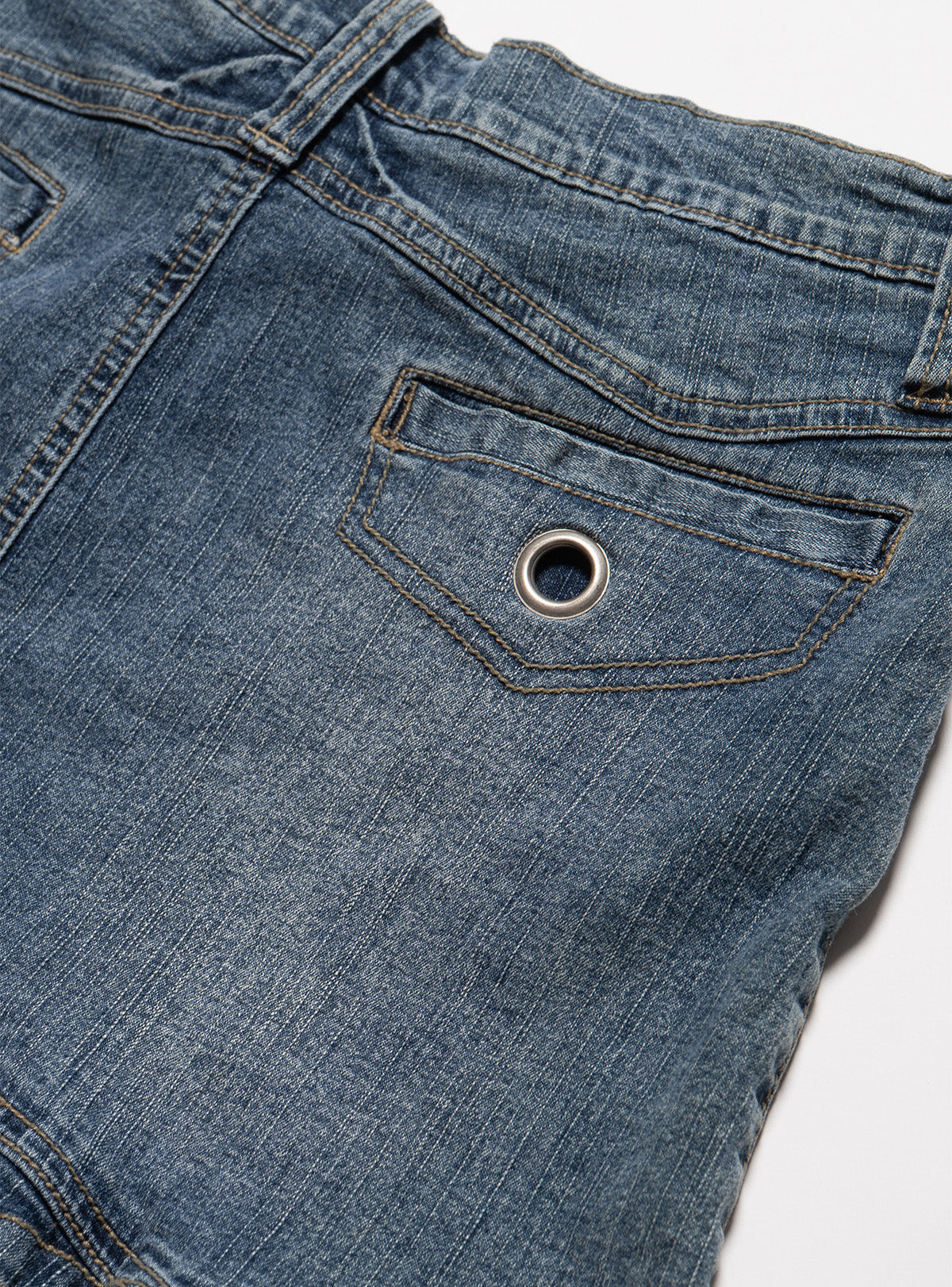 Vintage Vanilla Star Denim Pleated Mini Skirt