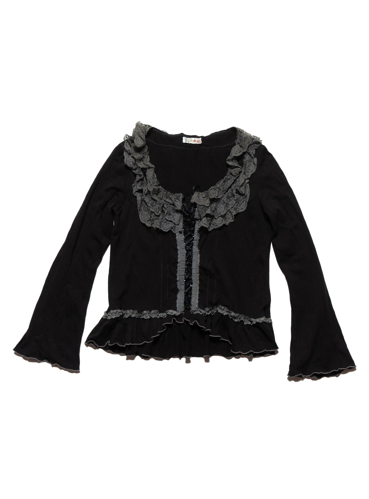 Vintage Jojoba Black Frill Top