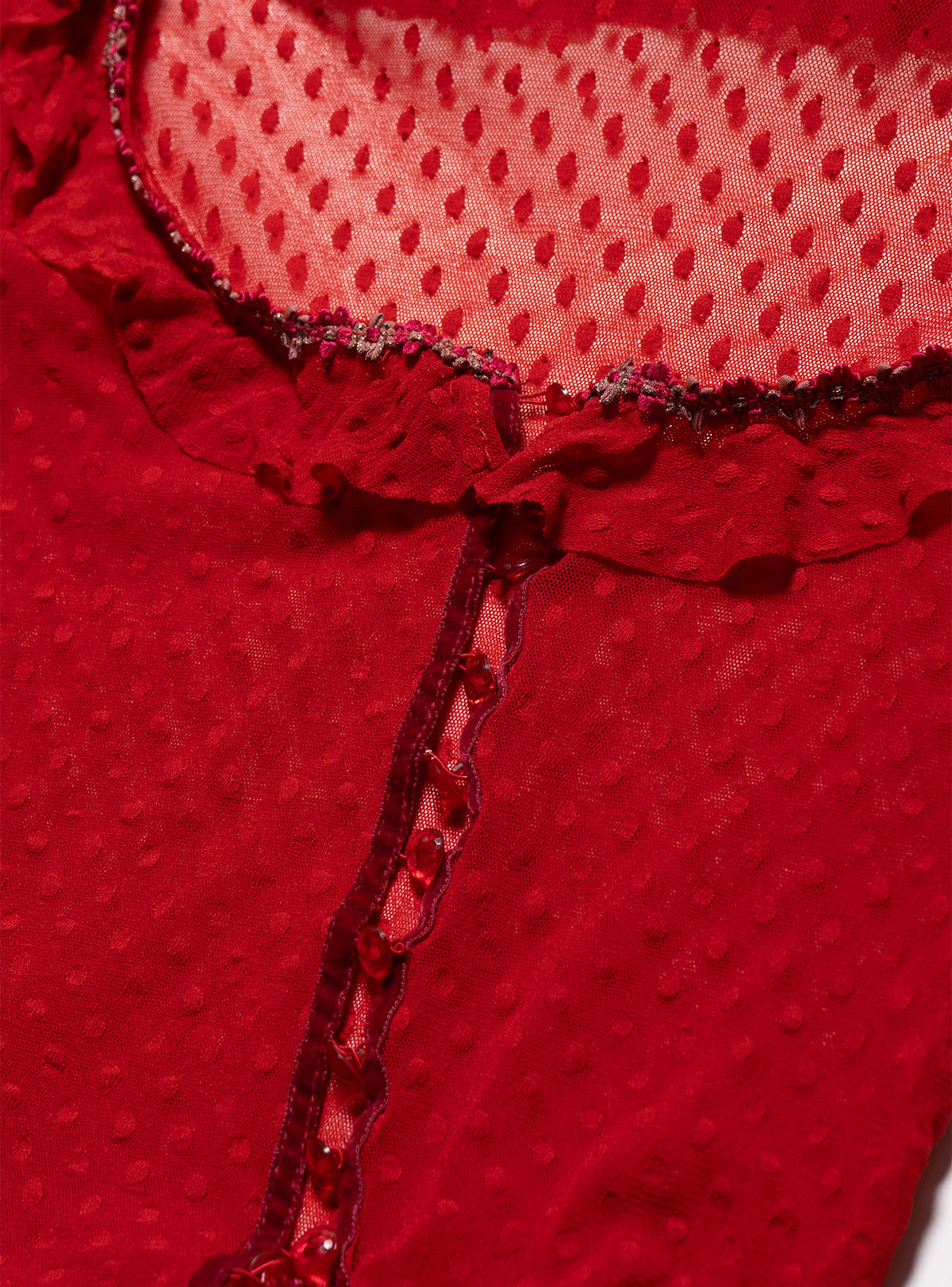 Vintage Betsy Johnson Red Mesh Scoop Neck Top