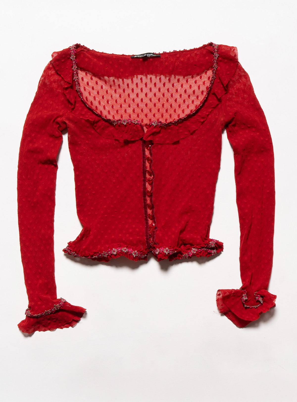 Vintage Betsy Johnson Red Mesh Scoop Neck Top