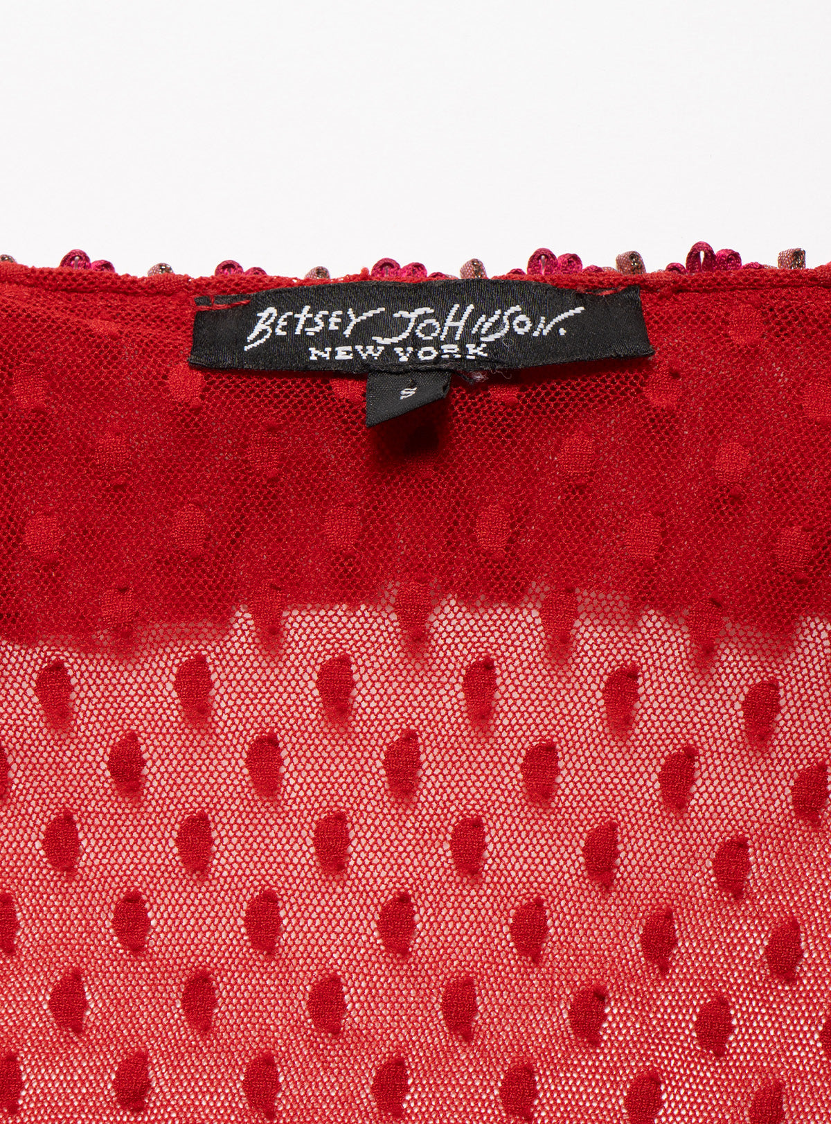 Vintage Betsy Johnson Red Mesh Scoop Neck Top