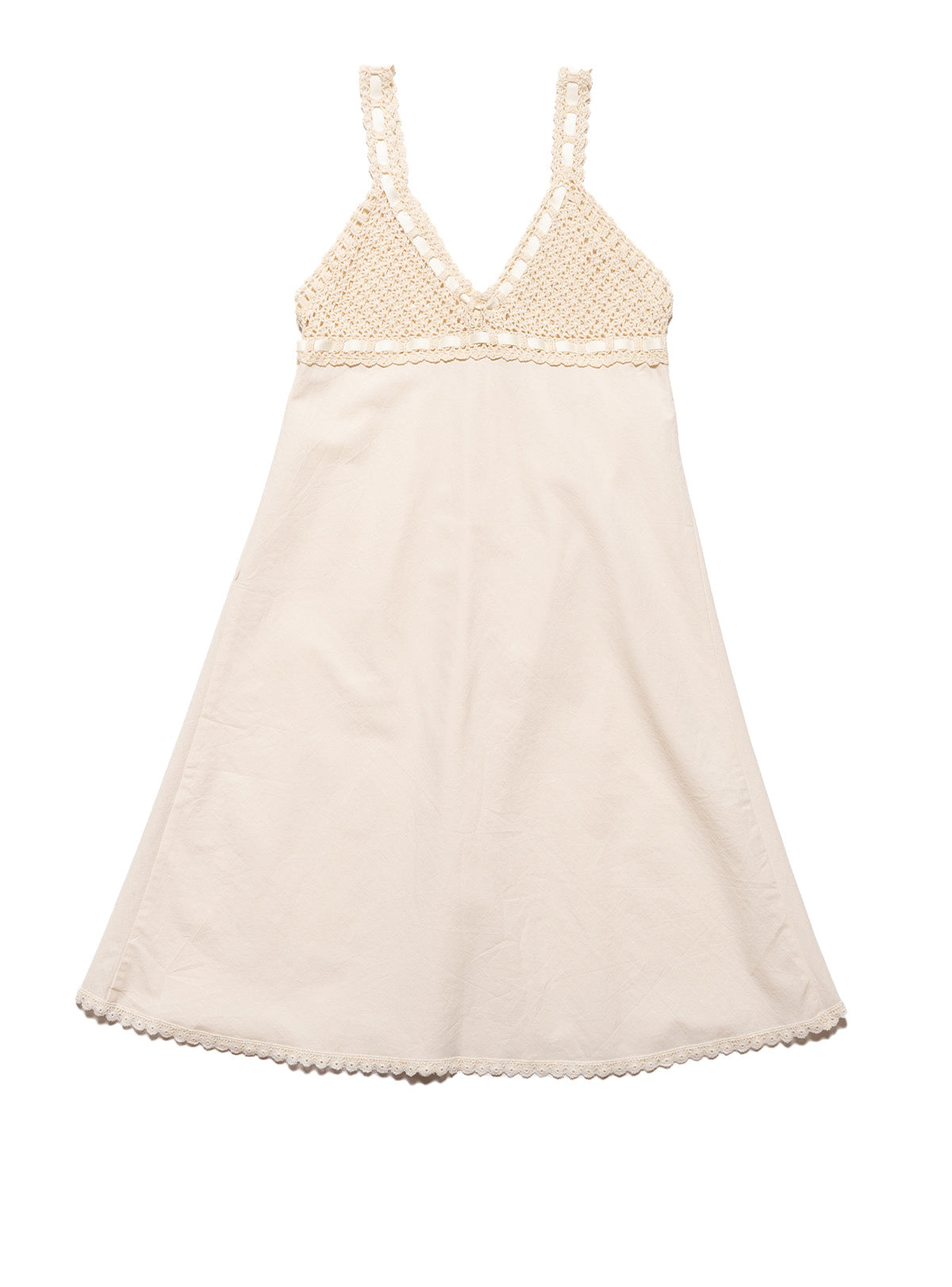 Vintage Cotton Bodice Crochet Ribbon Midi Dress