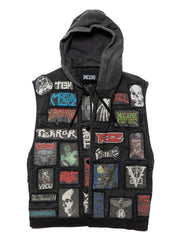 Vintage KTZ Crust Denim Vest With Hood